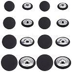 100Pcs 4 Styles 1-Hole Cloth Buttons, with Aluminum Findings, Flat Round, Black, 12.5~20x7.5~8mm, Hole: 2~3mm, 25pcs/style(BUTT-CY0001-09B)