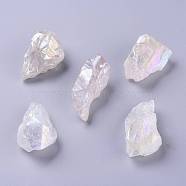 Angel Aura Quartz, Rough Raw Natural Quartz Crystal Pendants, Nuggets, AB Color Plated, 41~48x22~25.5x15.5~20mm, Hole: 1.8mm(G-H233-01)