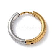 Two Tone 304 Stainless Steel Huggie Hoop Earrings, Golden & Stainless Steel Color, 18x19x2.5mm(EJEW-P250-01C)