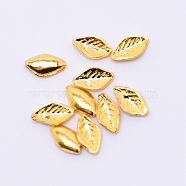 Retro Alloy Cabochons, Nail Art Decoration Accessories, Leaf, Golden, 6.5x3.5x1.3mm(TIBE-WH0001-02G)