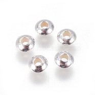 925 Sterling Silver Spacer Beads, Disc, Silver, 4x2mm, Hole: 1mm(X-STER-K021-03S-4mm)