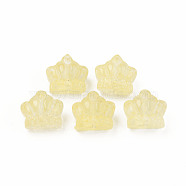 Transparent Glass Beads, Crown, Yellow, 12x14x8.5mm, Hole: 1mm(GLAA-Q092-02-D02)