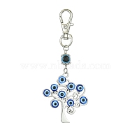 Alloy with Resin Evil Eye Pendant Decoration, with Alloy Swivel Lobster Claw Clasps, Tree of Life, 91mm(HJEW-JM01473-03)