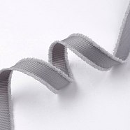 Polyester Frayed Grosgrain Ribbons, with Fringe Tassel, Gray, 5/8 inch(16mm), about 50yards/roll(45.72m/roll)(ORIB-E001-16mm-017A)