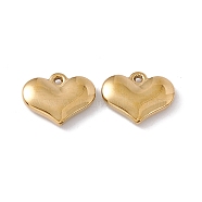 Ion Plating(IP) 304 Stainless Steel Pendants, Heart Charms, Real 18K Gold Plated, 12x15x3mm, Hole: 1mm(STAS-K242-17G)