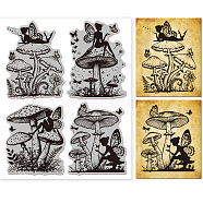 Rubber Clear Stamps, for Card Making Decoration DIY Scrapbooking, Mushroom, 22x18x0.8cm(DIY-WH0251-014)