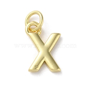 Rack Plating Brass Pendants, Cadmium Free & Lead Free, Long-Lasting Plated, Real 18K Gold Plated, Letter X, 12x8x1.5mm, Hole: 3.2mm(KK-P245-06G-X)