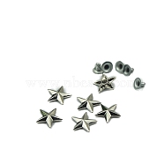 Star Alloy Collision Rivets, Semi-Tublar Rivets, for Shoe Clothing Accessories, Platinum, 15mm, about 1000 sets/bag(PW-WG15209-03)
