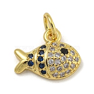 Rack Plating Brass Micro Pave Cubic Zirconia Charms, Long-Lasting Plated, Cadmium Free & Lead Free, Real 18K Gold Plated, Whale, 9.8x12x3mm, Hole: 3.5mm(KK-I718-03G-A)