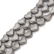 Electroplate Non-magnetic Synthetic Hematite Beads Strands, Heart, Gunmetal Plated, 6x5.5x3mm, Hole: 1mm, about 70pcs/strand, 15.7 inch(X-G-T061-101I)