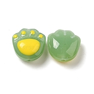 Opaque Glass Beads, Cat Claw Print, Yellow, 14.5x14.5x7.8mm, Hole: 1.2mm(FIND-I029-04C)