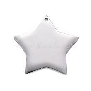 304 Stainless Steel Pendants, Stamping Blank Tag, Star, Stainless Steel Color, 22x23x1mm, Hole: 1.2mm(STAS-F254-07A-P)