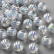 Transparent Acrylic Beads, Bead in Bead, AB Color, Pumpkin, Cornflower Blue, 11x11.5mm, Hole: 2mm, about 550pcs/500g(TACR-S152-07B-SS2113)