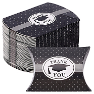 Paper Pillow Candy Box Treat Boxes, for Wedding Favors Baby Shower Birthday Party Supplies, Doctorial Hat Pattern, Black, 8.7x6.3x2.4cm, Unfold: 11.5x7x0.09cm(CON-WH0085-47)