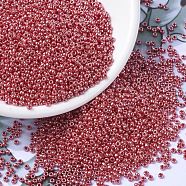 MIYUKI Round Rocailles Beads, Japanese Seed Beads, (RR425) Opaque Cadillac Red Luster, 11/0, 2x1.3mm, Hole: 0.8mm, about 1100pcs/bottle, 10g/bottle(SEED-JP0008-RR0425)