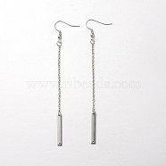 Trendy Stainless Steel Bar Dangle Earrings, with Brass Earring Hooks, Stainless Steel Color, 100mm, Pin: 0.6mm(EJEW-JE01586)