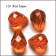 Imitation Austrian Crystal Beads, Grade AAA, Faceted, Drop, Dark Orange, 10x12mm, Hole: 0.9~1.5mm(SWAR-F062-12x10mm-12)