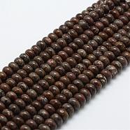 Natural Red Snowflake Obsidian Beads Strands, Rondelle, 6x4mm, Hole: 1mm, about 96~97pcs/strand, 15.3 inch(39cm)(G-G665-14-6x4mm)