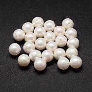 Shell Pearl Beads, Round, Grade A, Half Drilled, White, 9mm, Hole: 1mm(BSHE-L031-01-9mm)