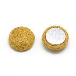 Faux Suede Covered Cabochons, with Aluminum Bottom, Half Round/Dome, Gold, 15x6mm(WOVE-S084-23A)