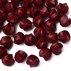 Opaque Acrylic Beads, Twist, Dark Red, 14.5x14x14mm, Hole: 1.6mm, about 390pcs/500g(MACR-S373-139-A02)