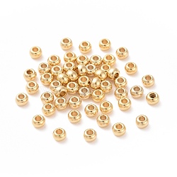 304 Stainless Steel Beads, Round, Real 18K Gold Plated, 4x3mm, Hole: 2mm(STAS-H400-4mm-45G)