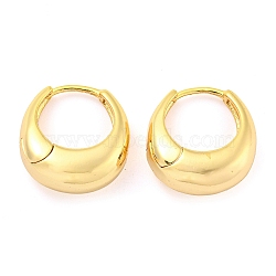 Oval Brass Huggie Hoop Earrings for Women, Real 18K Gold Plated, 17x16mm(EJEW-M255-02G)