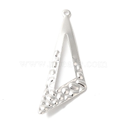 Brass Pendant, Lead Free & Cadmium Free, Triangle, 925 Sterling Silver Plated, 37.5x12x1mm, Hole: 1.4mm(KK-K383-33S)