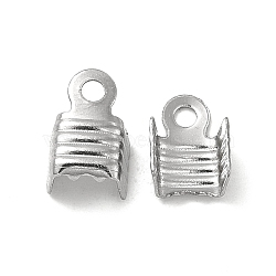 Tarnish Resistant 304 Stainless Steel Folding Crimp Ends, Fold Over Crimp Cord Ends, Stainless Steel Color, 7.5x5x4mm, Hole: 1.4mm, Inner Diameter: 4mm(STAS-P319-02P)