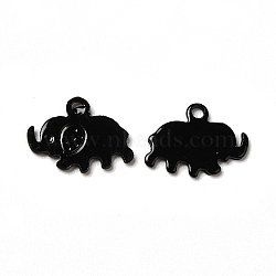 Spray Painted 201 Stainless Steel Charms, Elephant Charm, Black, 9x12x0.5mm, Hole: 1.2mm(STAS-I672-03A)