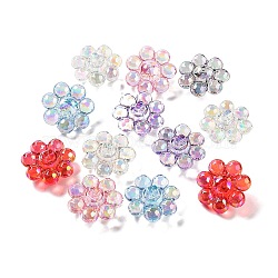 Transparent Acrylic Shank Buttons, Flower, Mixed Color, 25x2mm, Hole: 2mm(MACR-K356-14)