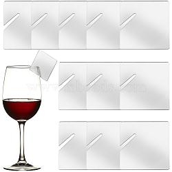 Acrylic Mirror Wine Glass Charms, Goblet Marker, Silver, Square, 50x50x1.5mm, 20pcs/box(AJEW-SC0002-53A-02)