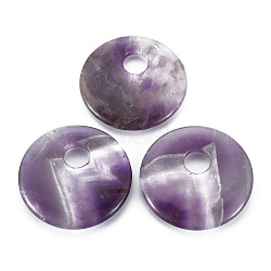 Natural Amethyst Pendants, Donut/Pi Disc, 45x5~7mm, Hole: 10mm(G-S299-132A)