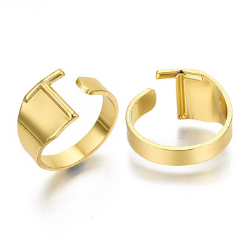 Alloy Cuff Finger Rings, Cadmium Free & Nickel Free & Lead Free, Alphabet, Golden, Letter.T, US Size 8(18.1mm)