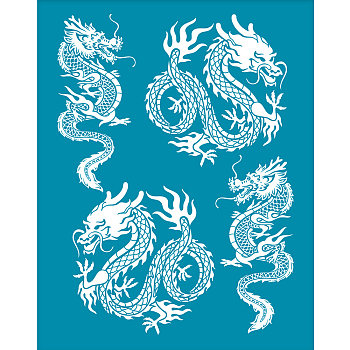 Silk Screen Printing Stencil, for Painting on Wood, DIY Decoration T-Shirt Fabric, Dragon Pattern, 100x127mm
