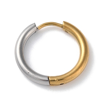 Two Tone 304 Stainless Steel Huggie Hoop Earrings, Golden & Stainless Steel Color, 18x19x2.5mm