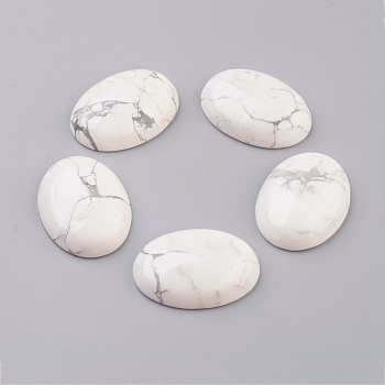 Natural Howlite Flat Back Cabochons, Oval, 30x22x7~8mm