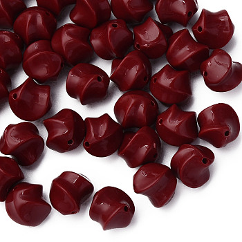 Opaque Acrylic Beads, Twist, Dark Red, 14.5x14x14mm, Hole: 1.6mm, about 390pcs/500g