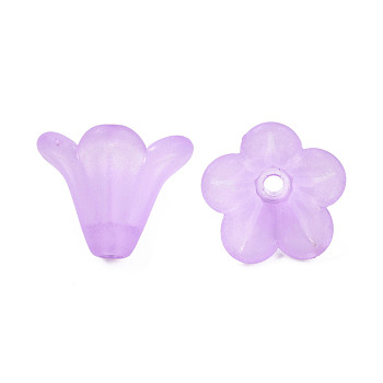 Frosted Acrylic Beads, Flower, Orchid, 10x13.5mm, Hole: 1.8mm, about 1600pcs/500g