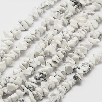 Natural Howlite Beads Strand, Chip, White, 3~4x3~8x4~5mm, Hole: 0.4mm, 33.5 inch