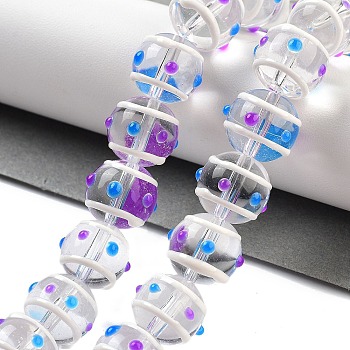 Glass with Enamel Beads Strands, Hand Painted Beads, Round, Blue Violet, 12mm, Hole: 1.5mm, about 30pcs/strand, 13.58''(34.5cm)