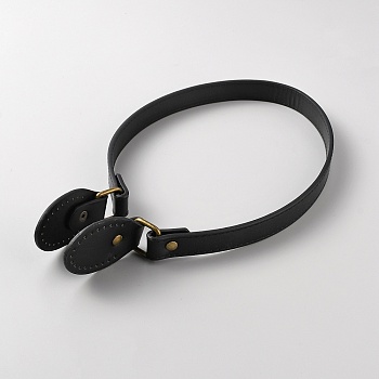 Imitation Leather Sew on Bag Handles, with Iron Findings, Black, 67x4.1x0.7cm, Hole: 1.5mm