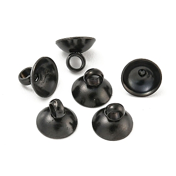 304 Stainless Steel Bead Cap Pendant Bails, for Globe Glass Bubble Cover Pendants, Black, 5mm,Hole:1.50mm