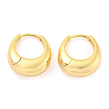 Oval Brass Huggie Hoop Earrings for Women, Real 18K Gold Plated, 17x16mm