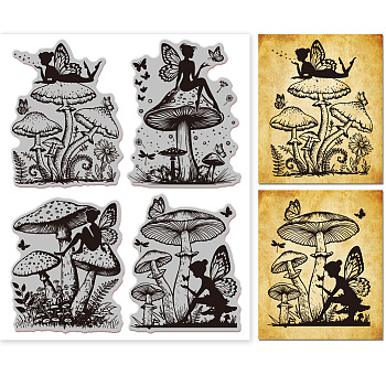 Rubber Clear Stamps, for Card Making Decoration DIY Scrapbooking, Mushroom, 22x18x0.8cm