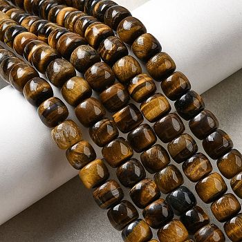 Natural Tiger Eye Beads Strands, Barrel, Grade AB, 8x7mm, Hole: 1mm, about 50~55pcs/strand, 15.16''(38.5cm)