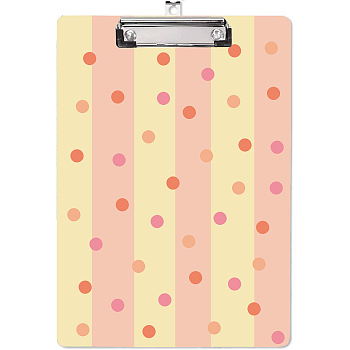 Acrylic Clipboards, Writing Board, Writing Instrument with Stainless Steel Clip, Rectangle, Polka Dot, 310x220x2mm
