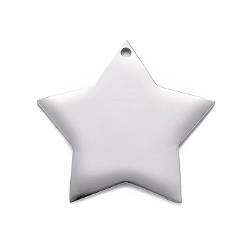 304 Stainless Steel Pendants, Stamping Blank Tag, Star, Stainless Steel Color, 22x23x1mm, Hole: 1.2mm