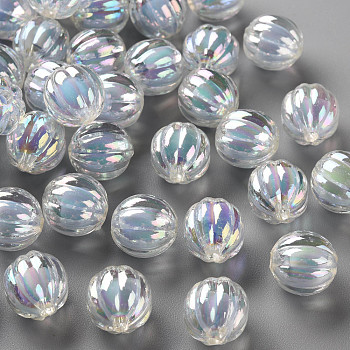 Transparent Acrylic Beads, Bead in Bead, AB Color, Pumpkin, Cornflower Blue, 11x11.5mm, Hole: 2mm, about 550pcs/500g