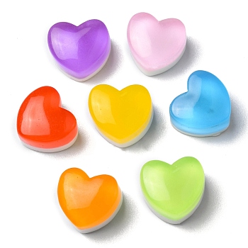 Translucent Resin Cabochons, Heart, Mixed Color, 14.7x16.6x10mm